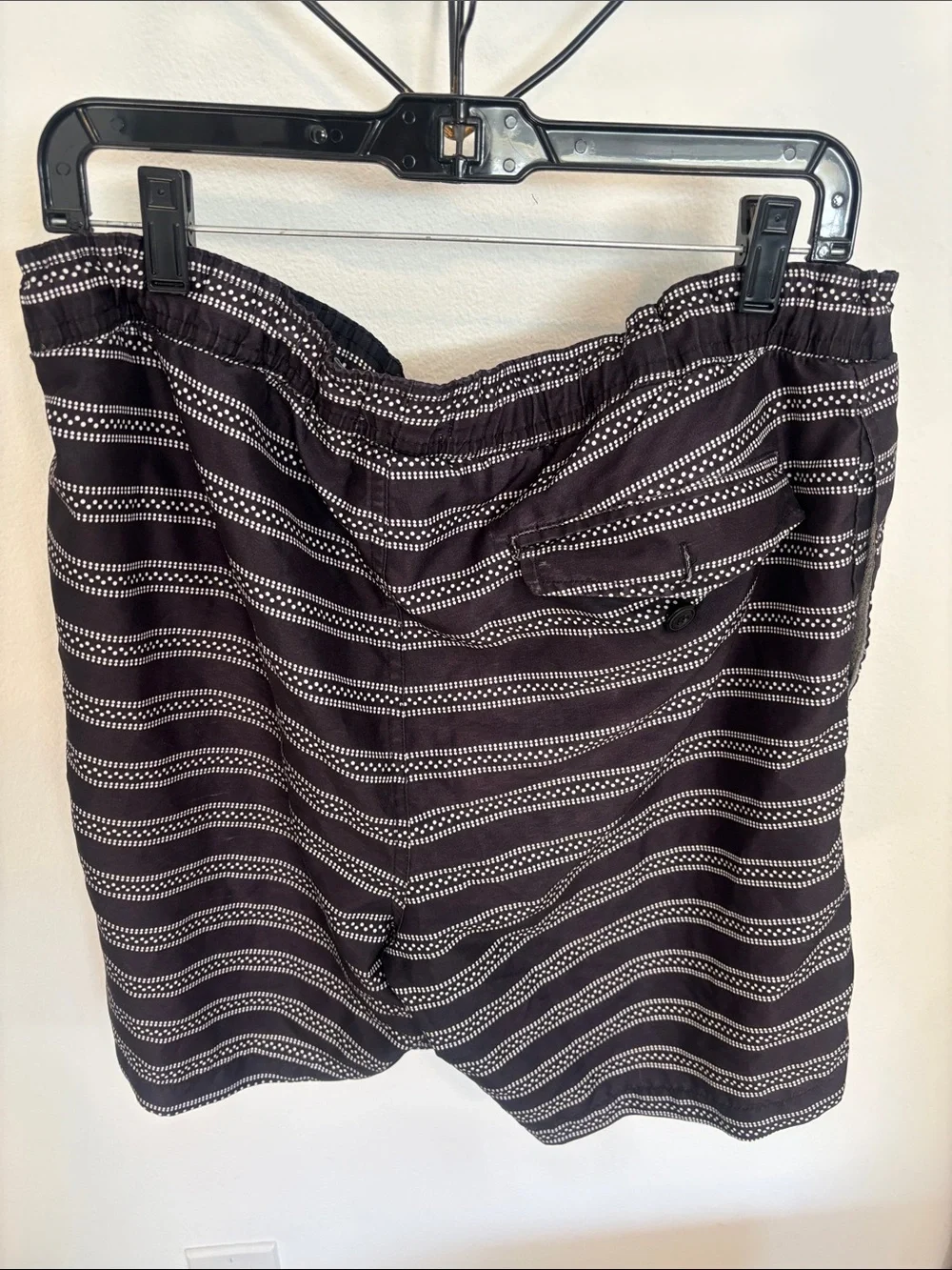 Old Navy Black and White Striped Men’s Swim Trunks